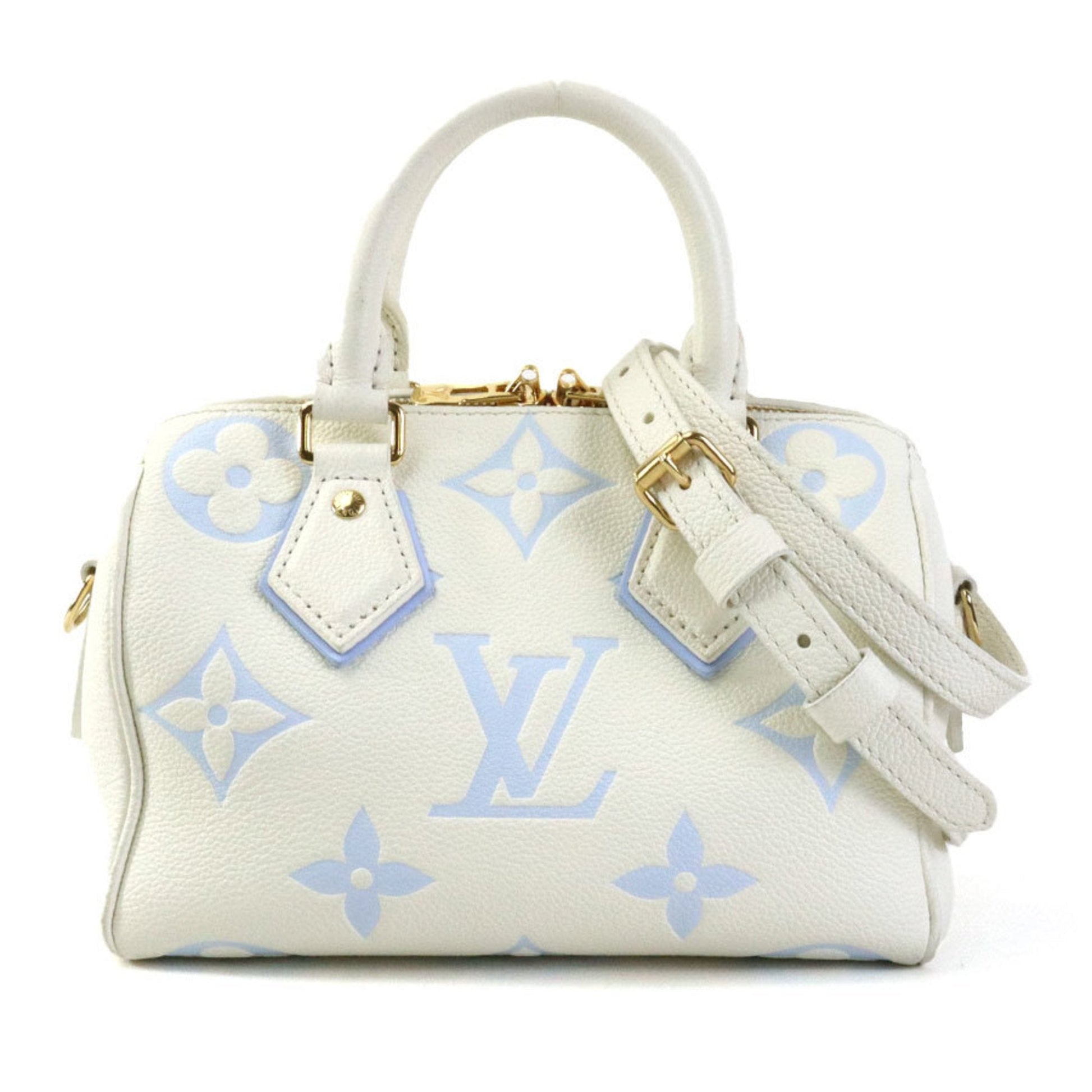 Louis Vuitton Blue White Leather Handbag Shoulder Bag ()