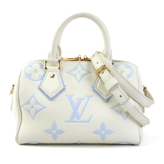 Louis Vuitton Blue White Leather Handbag Shoulder Bag ()