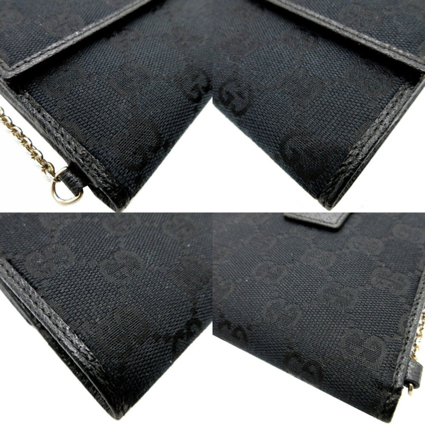 Gucci Black Gg Canvas Leather Wallet (Bi-Fold)