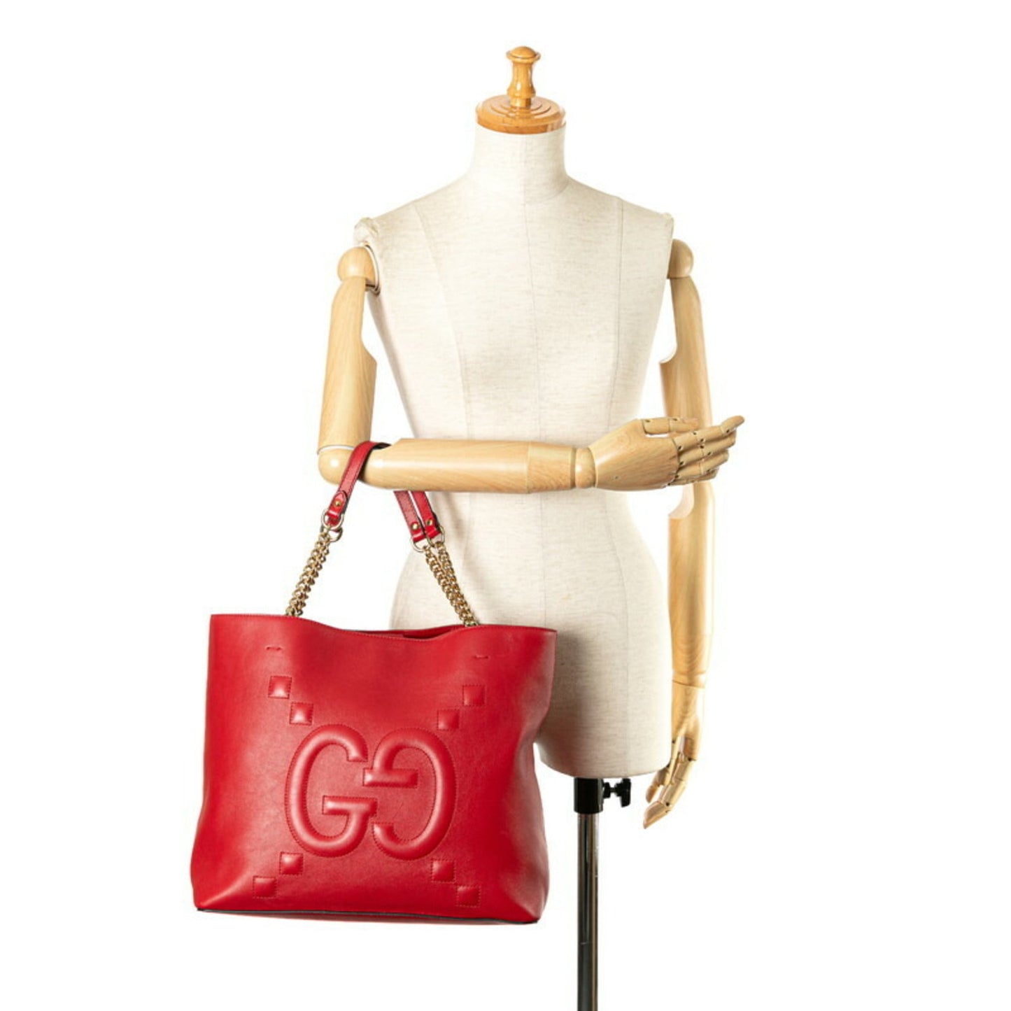 Gucci Red Color Leather Handbag Shoulder Bag Tote Bag