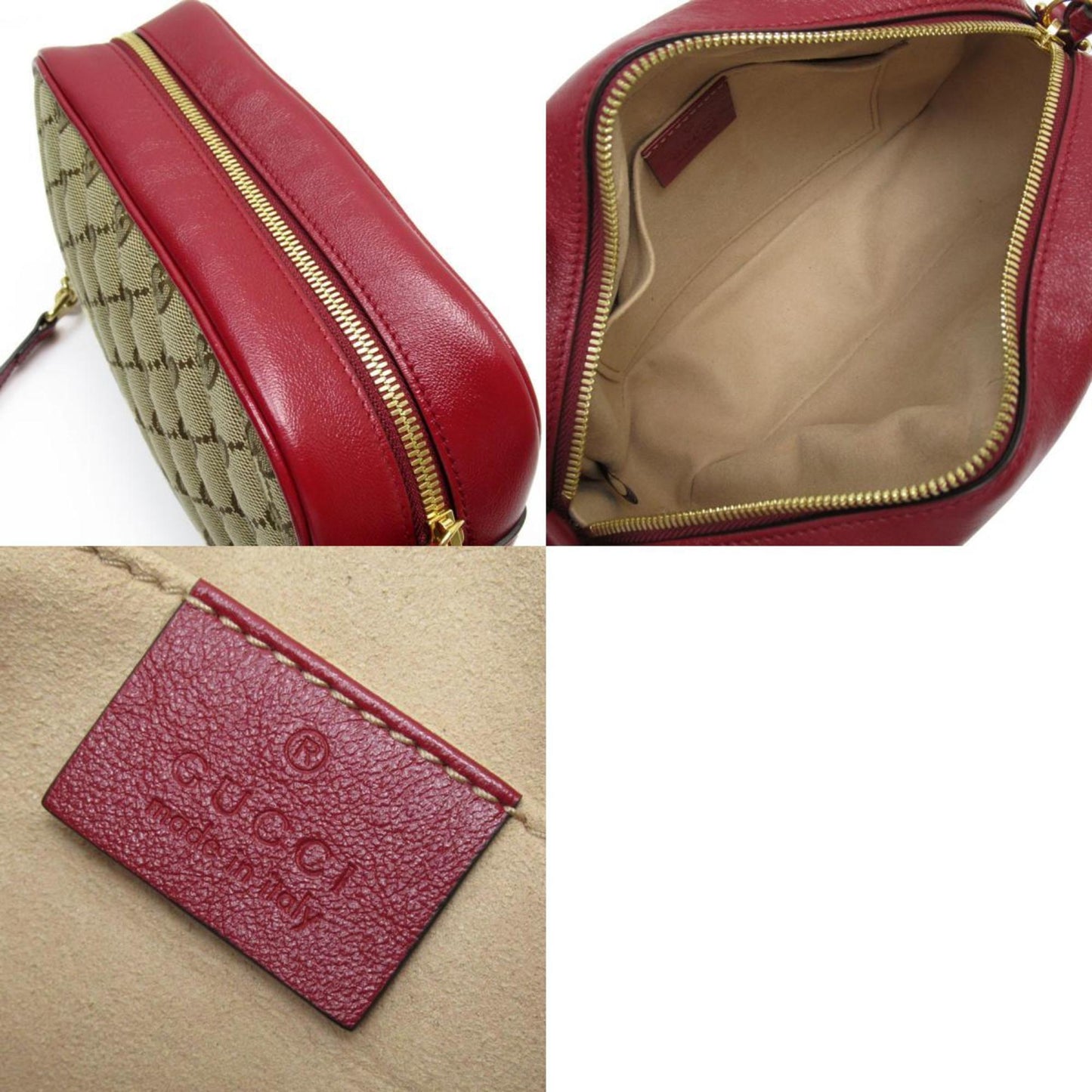 Gucci Brown Dark Red Gg Canvas Leather Shoulder Bag