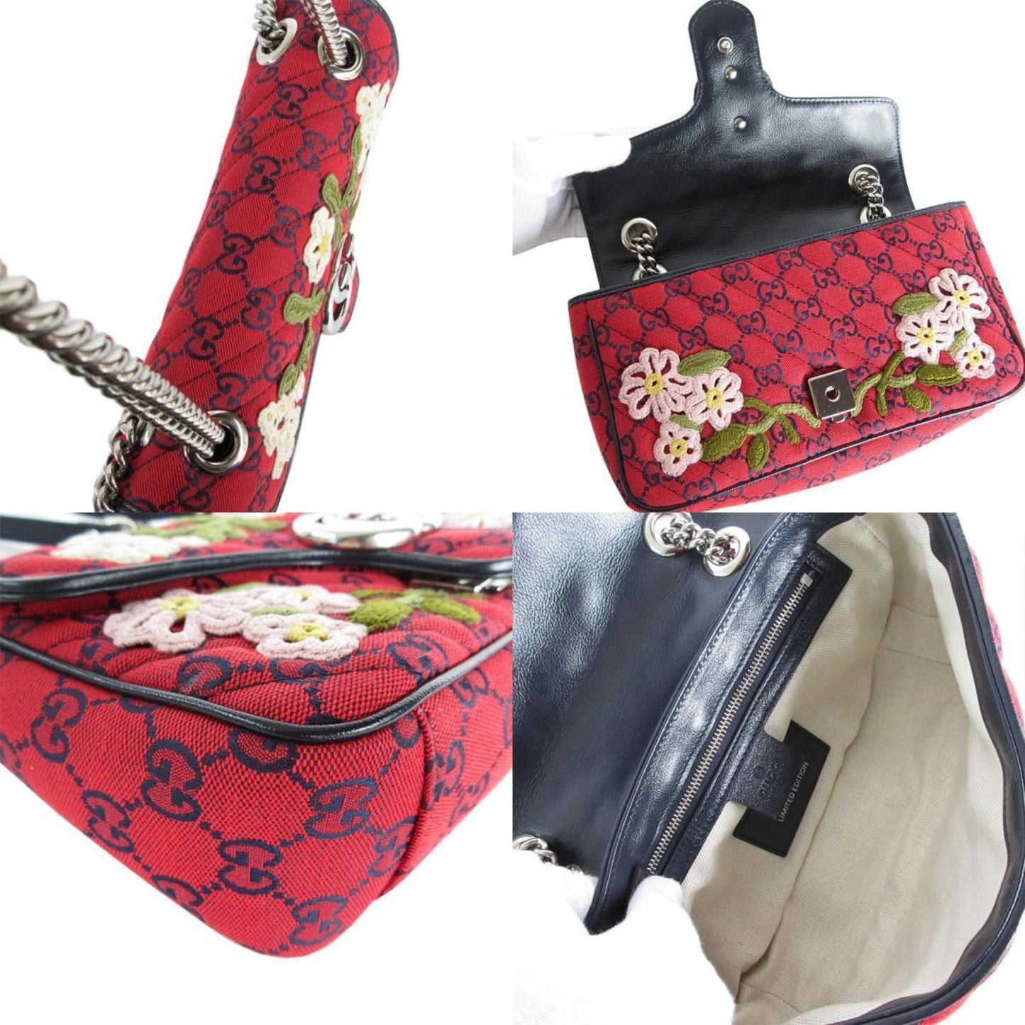 Gucci Red Color Gg Canvas Shoulder Bag