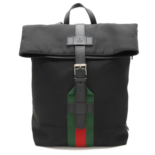 Gucci Black Green Red Color Canvas Leather Backpack ()