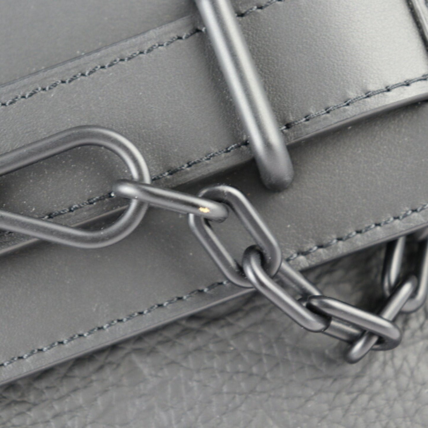 Louis Vuitton Black Leather Handbag Shoulder Bag Tote Bag