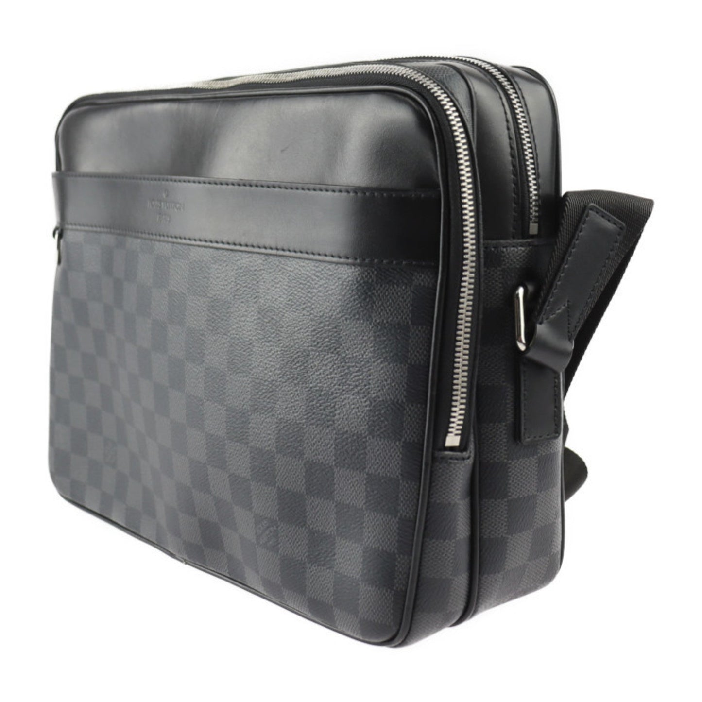 Louis Vuitton Black Gray Damier Graphite Leather Shoulder Bag