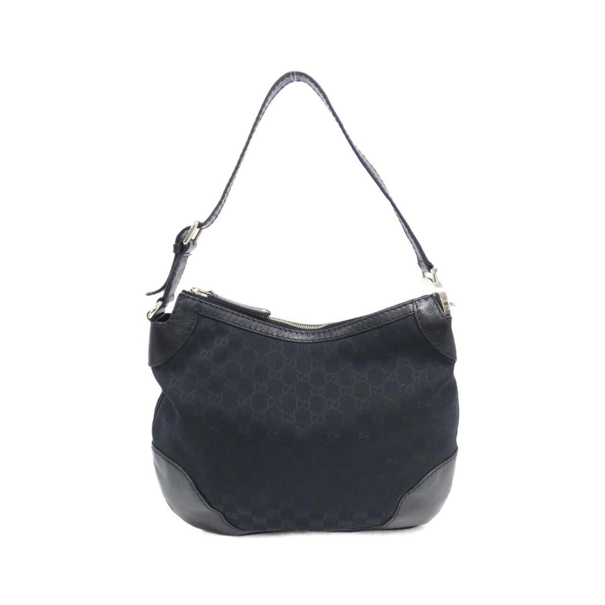 Gucci Black Gg Canvas Leather Shoulder Bag ()