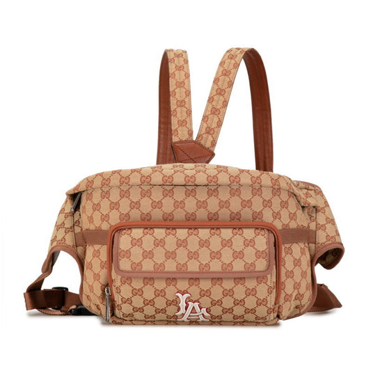 Gucci Beige Canvas Leather Backpack Sling Bag ()