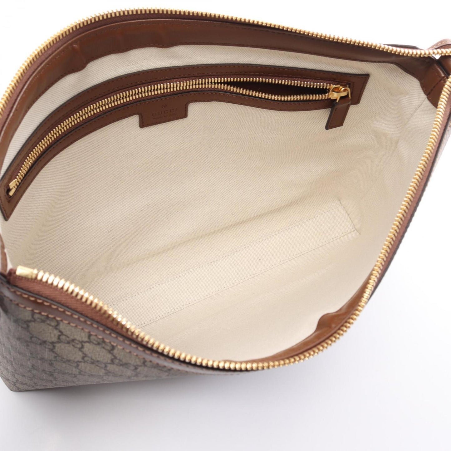 Gucci Beige Brown Pvc Coated Canvas Leather Shoulder Bag