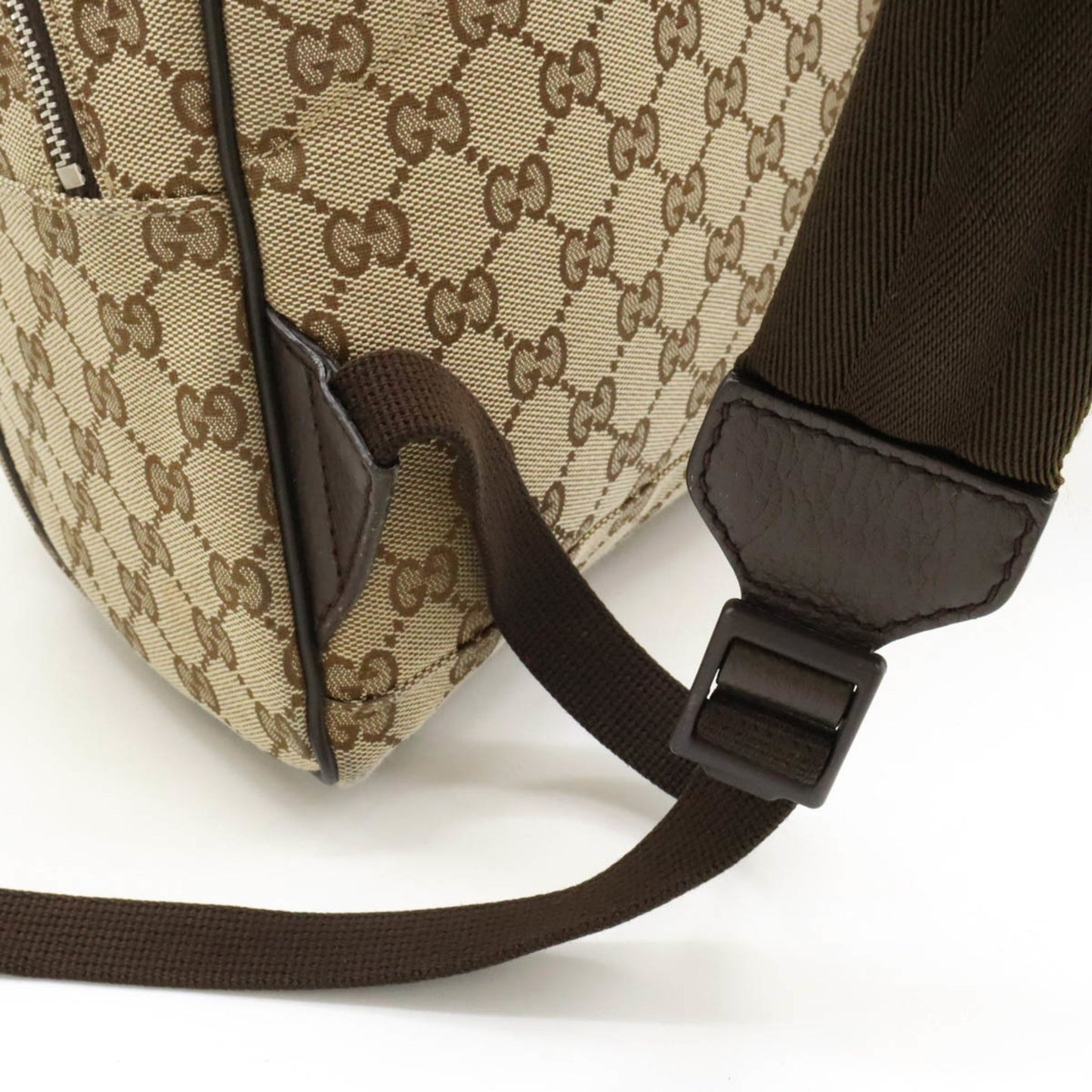 Gucci Beige Dark Brown Canvas Leather Backpack
