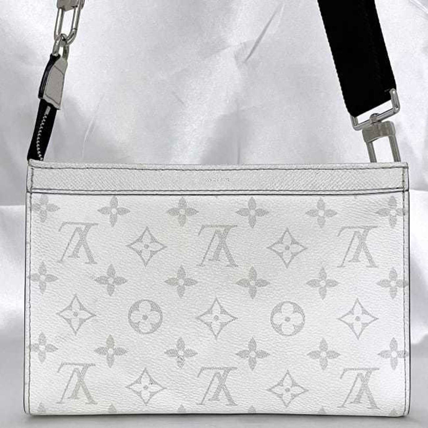 Louis Vuitton Taigarama Gray White Monogram Shoulder Bag