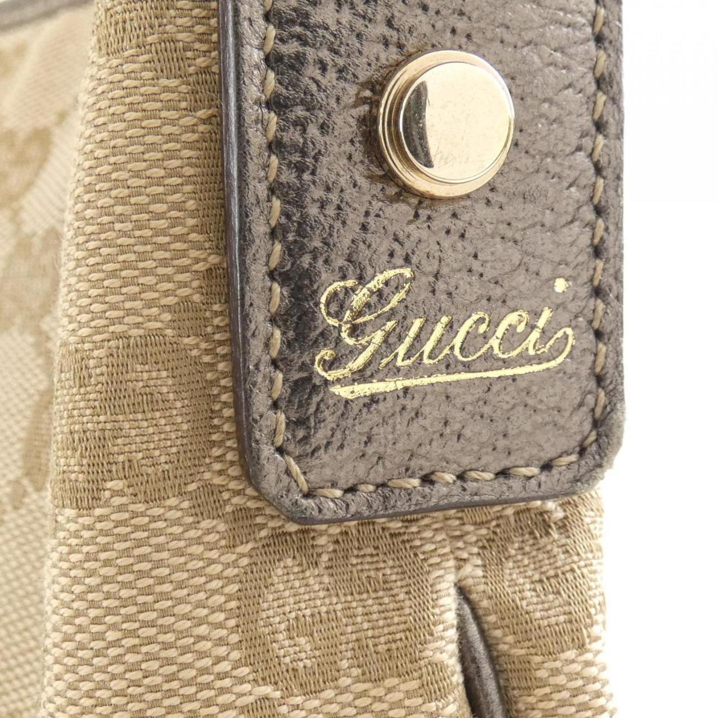 Gucci Beige Khaki Gg Canvas Leather Shoulder Bag