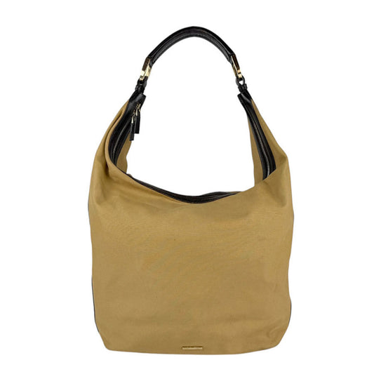 Gucci Beige Brown Canvas Leather Shoulder Bag