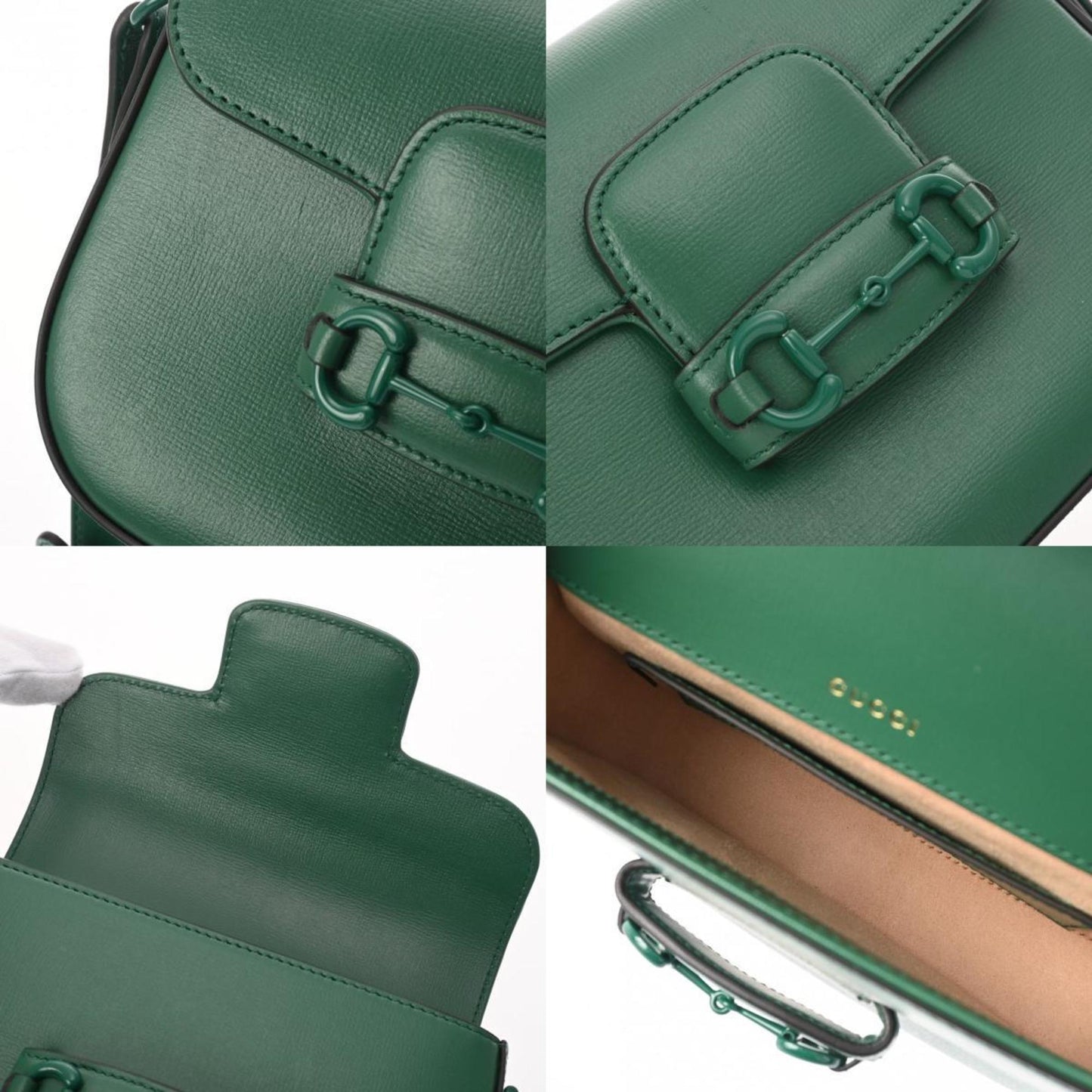 Gucci Horsebit Green Leather Shoulder Bag