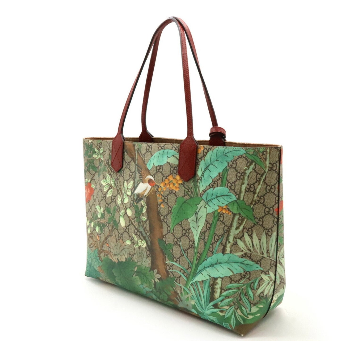 Gucci Beige Khaki Multi-Color Red Color Pvc Leather Shoulder Bag Tote Bag