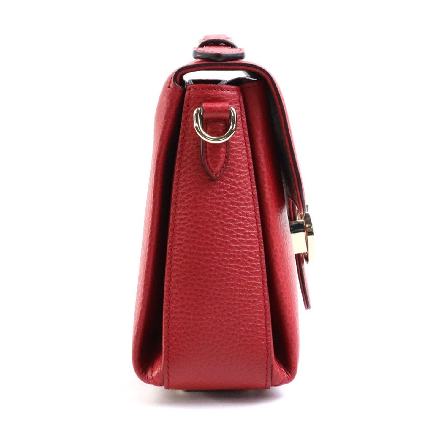 Gucci Dark Red Gold Leather Metal Handbag Shoulder Bag