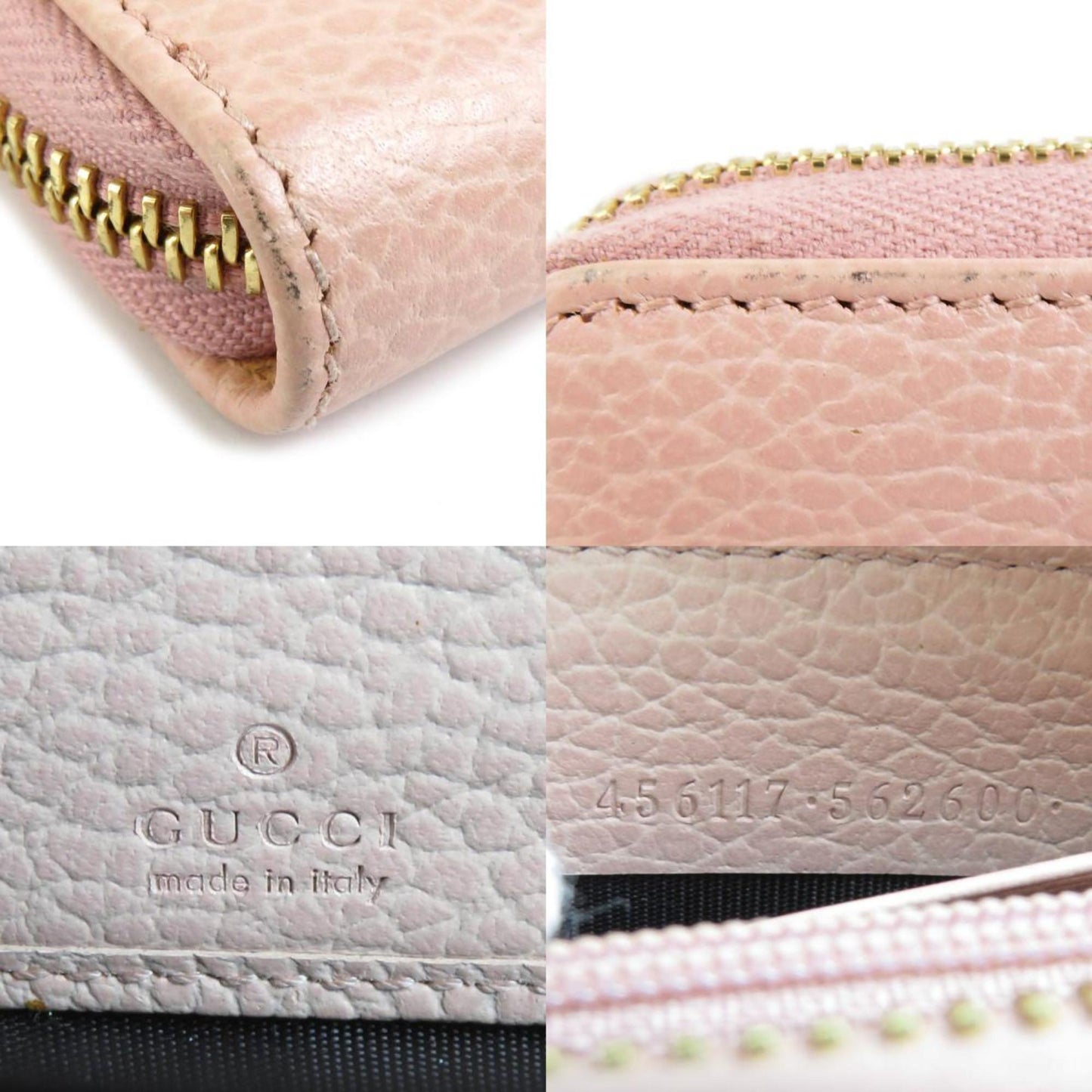 Gucci Pink Beige Leather Long Wallet (Bi-Fold)