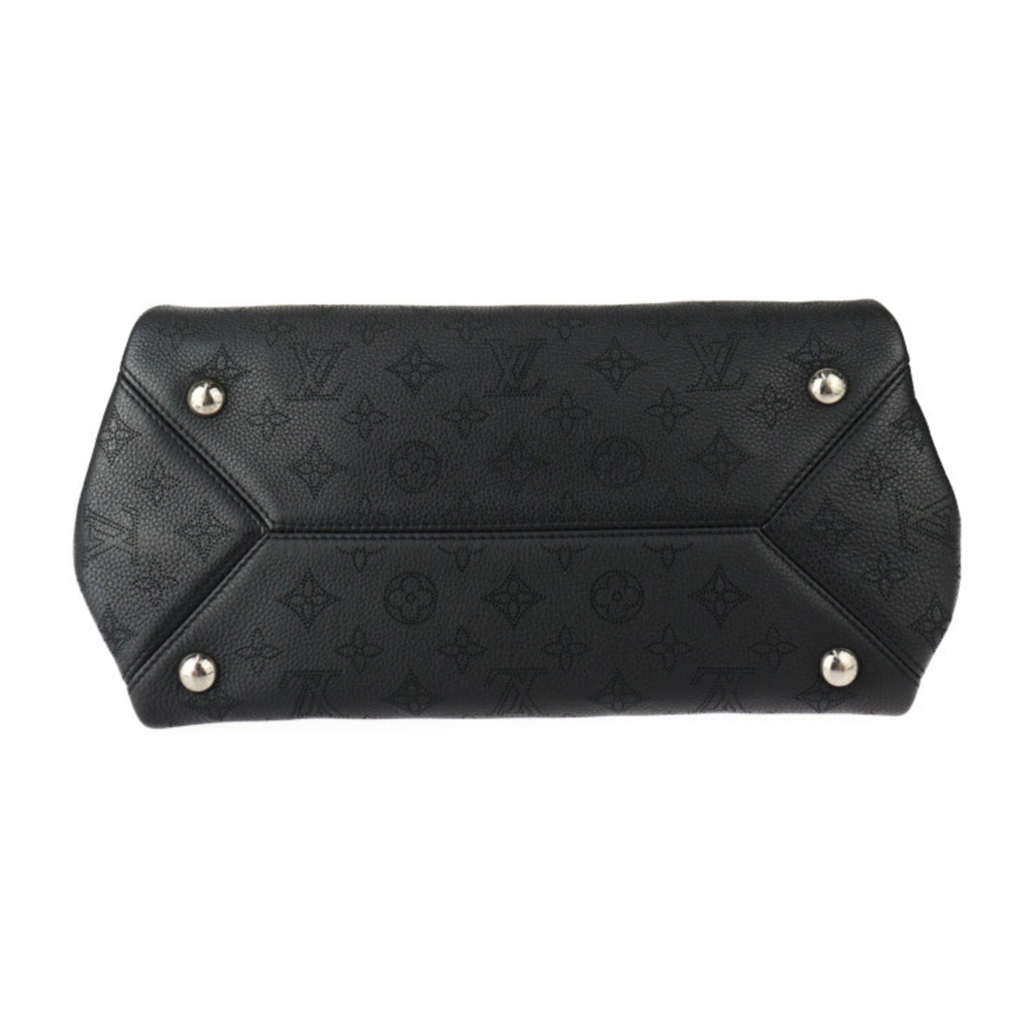 Louis Vuitton Black Leather Handbag Shoulder Bag Tote Bag