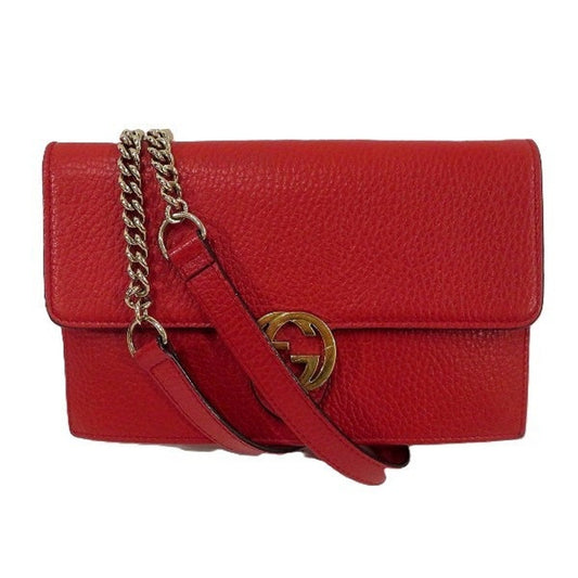 Gucci Red Color Leather Shoulder Bag ()