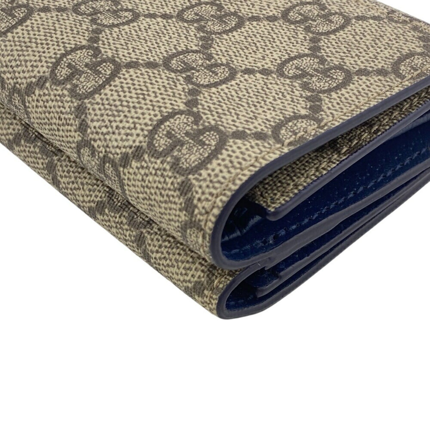 Gucci Beige Blue Gg Supreme Leather Wallet (Tri-Fold)