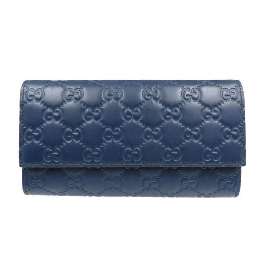 Gucci Navy Leather Long Wallet (Bi-Fold) ()