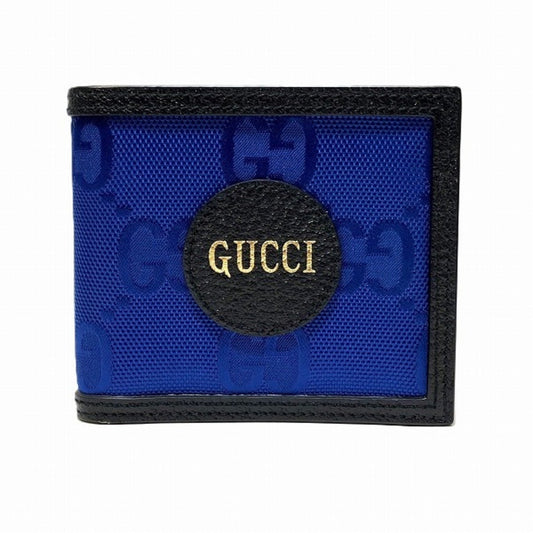 Gucci Black Blue Leather Nylon Wallet (Tri-Fold) ()