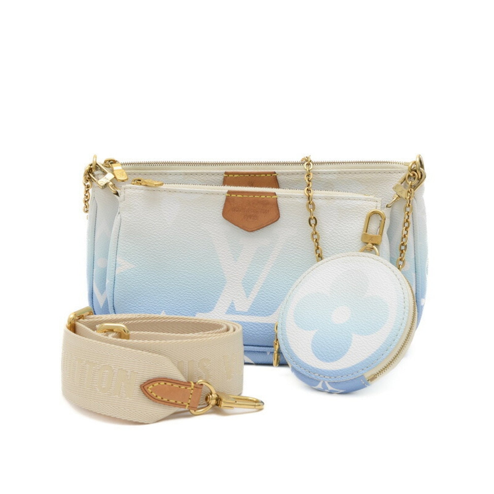 Louis Vuitton Blue Monogram Pochette Shoulder Bag ()