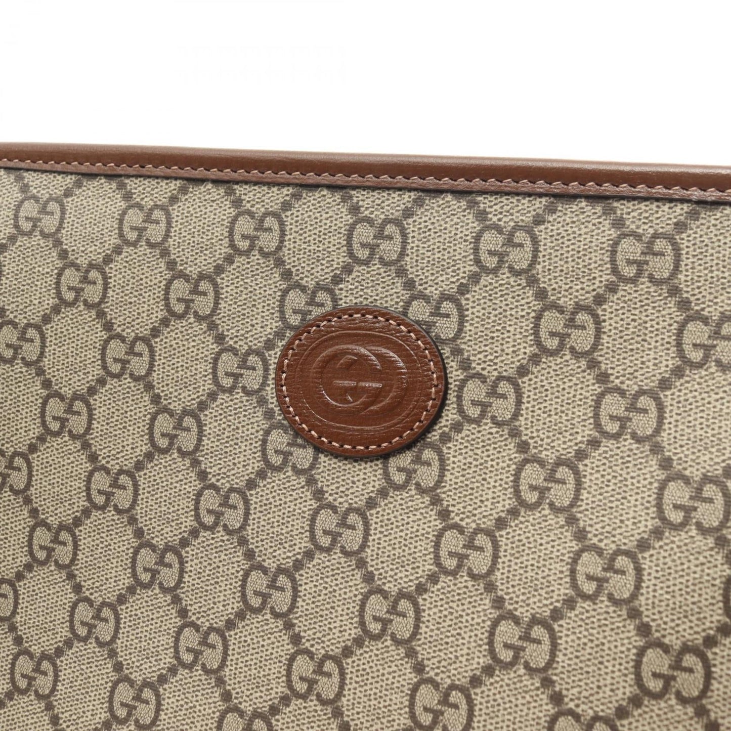 Gucci Beige Brown Gg Supreme Clutch Bag