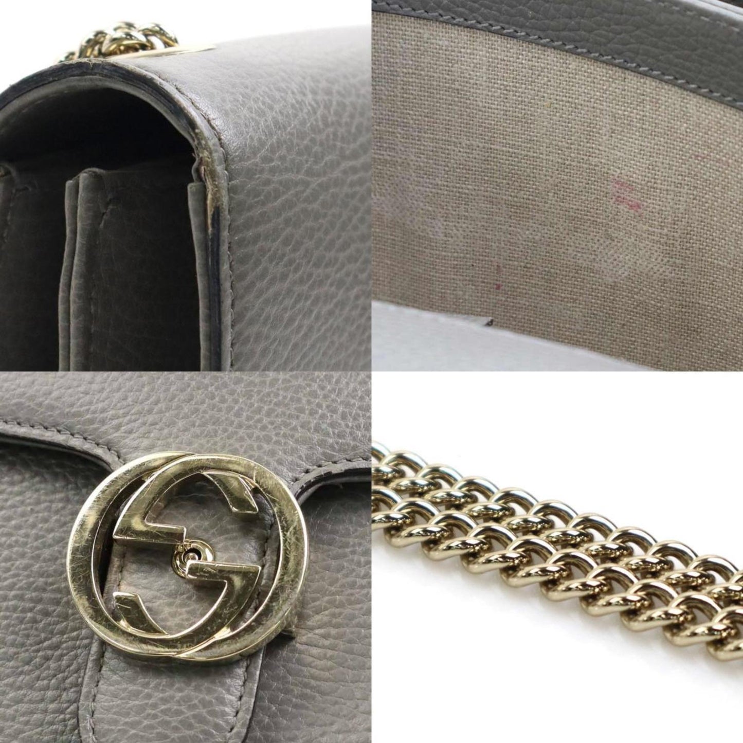 Gucci Gray Leather Metal Shoulder Bag
