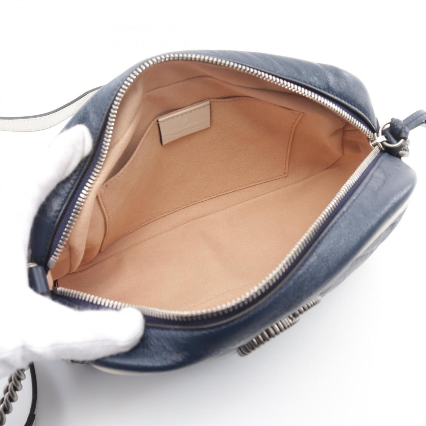 Gucci Blue White Leather Shoulder Bag
