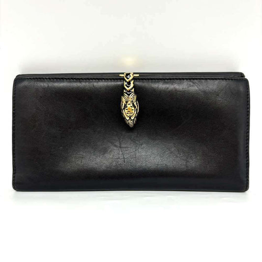 Gucci Black Leather Long Bill Wallet (Bi-Fold) ()