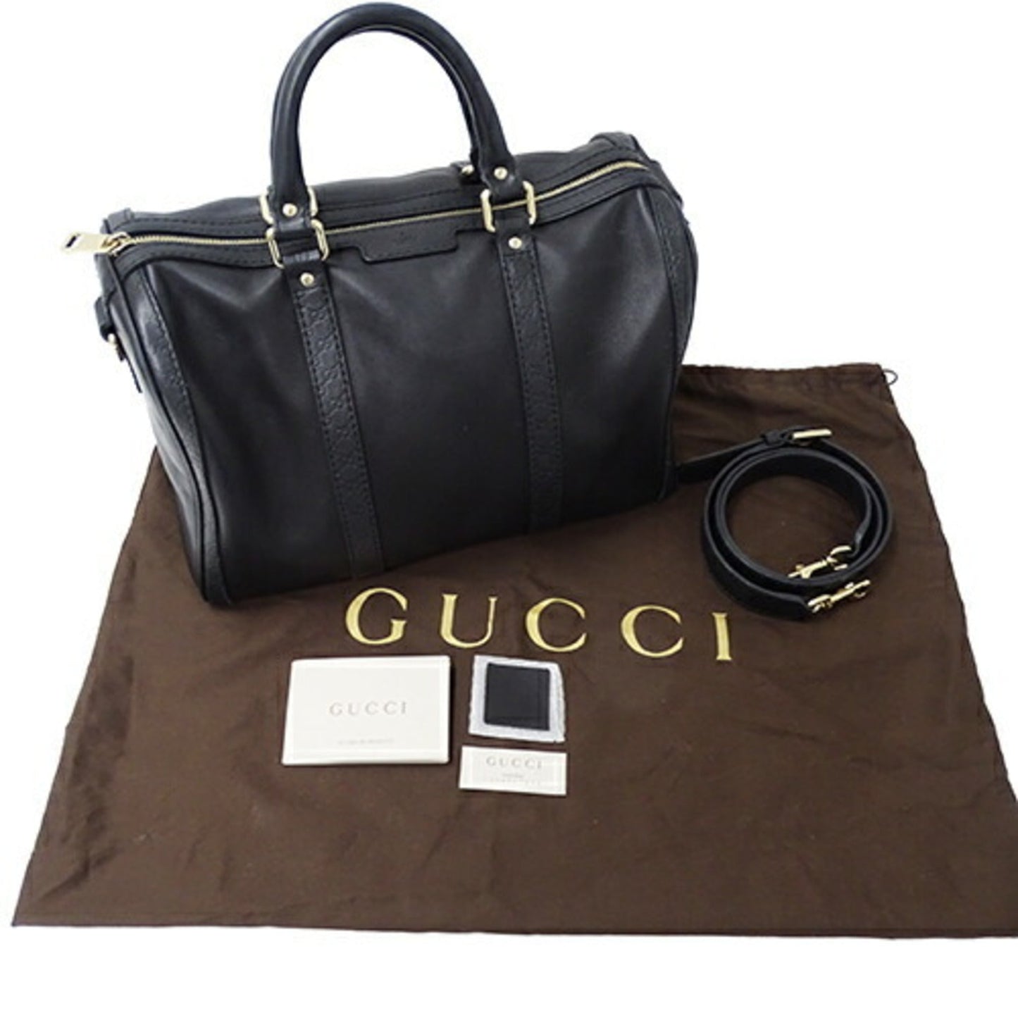 Gucci Microguccissima Black Leather Boston Bag Handbag Shoulder Bag