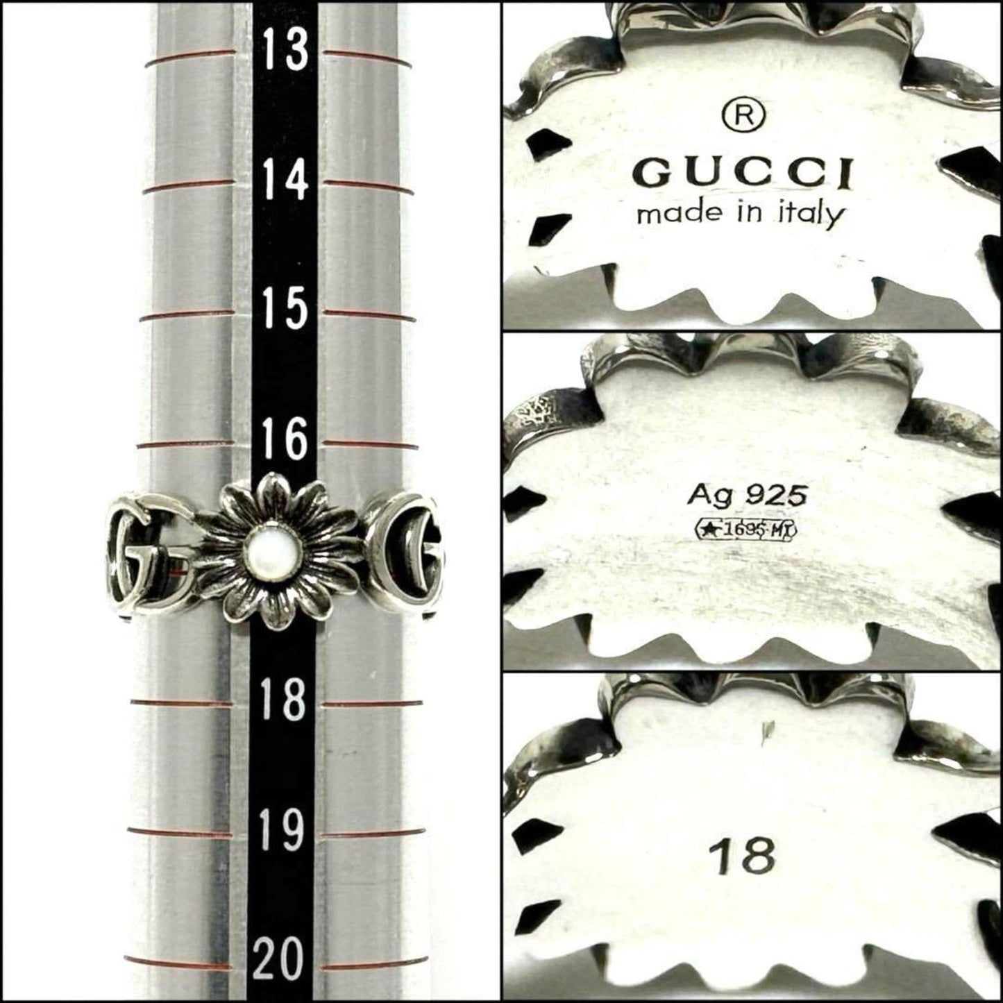 Gucci Silver Resin Silver 925 Band Ring