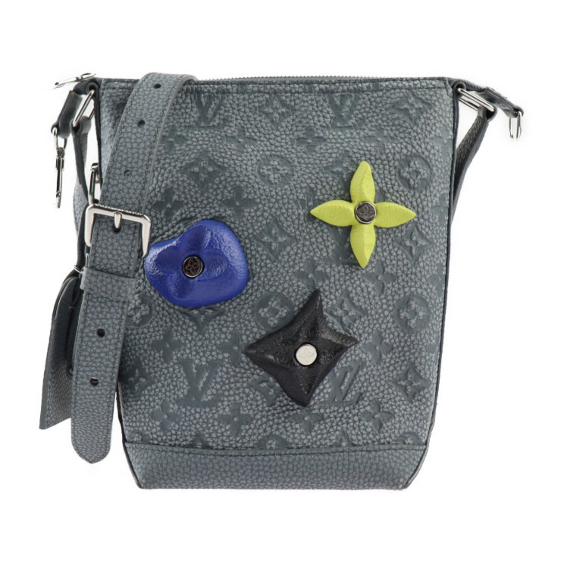Louis Vuitton Gray Leather Handbag Shoulder Bag Tote Bag ()
