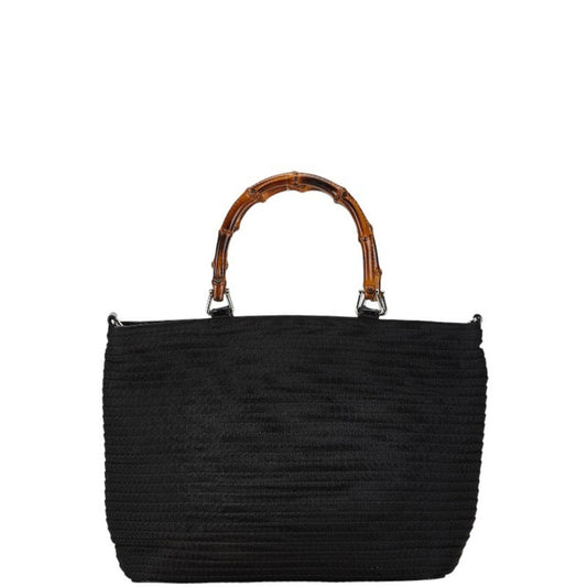 Gucci Black Canvas Handbag Tote Bag ()