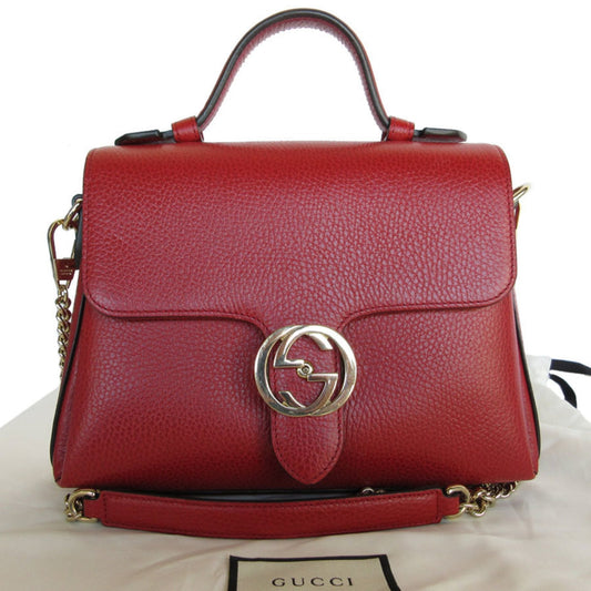 Gucci Red Color Leather Handbag Shoulder Bag ()