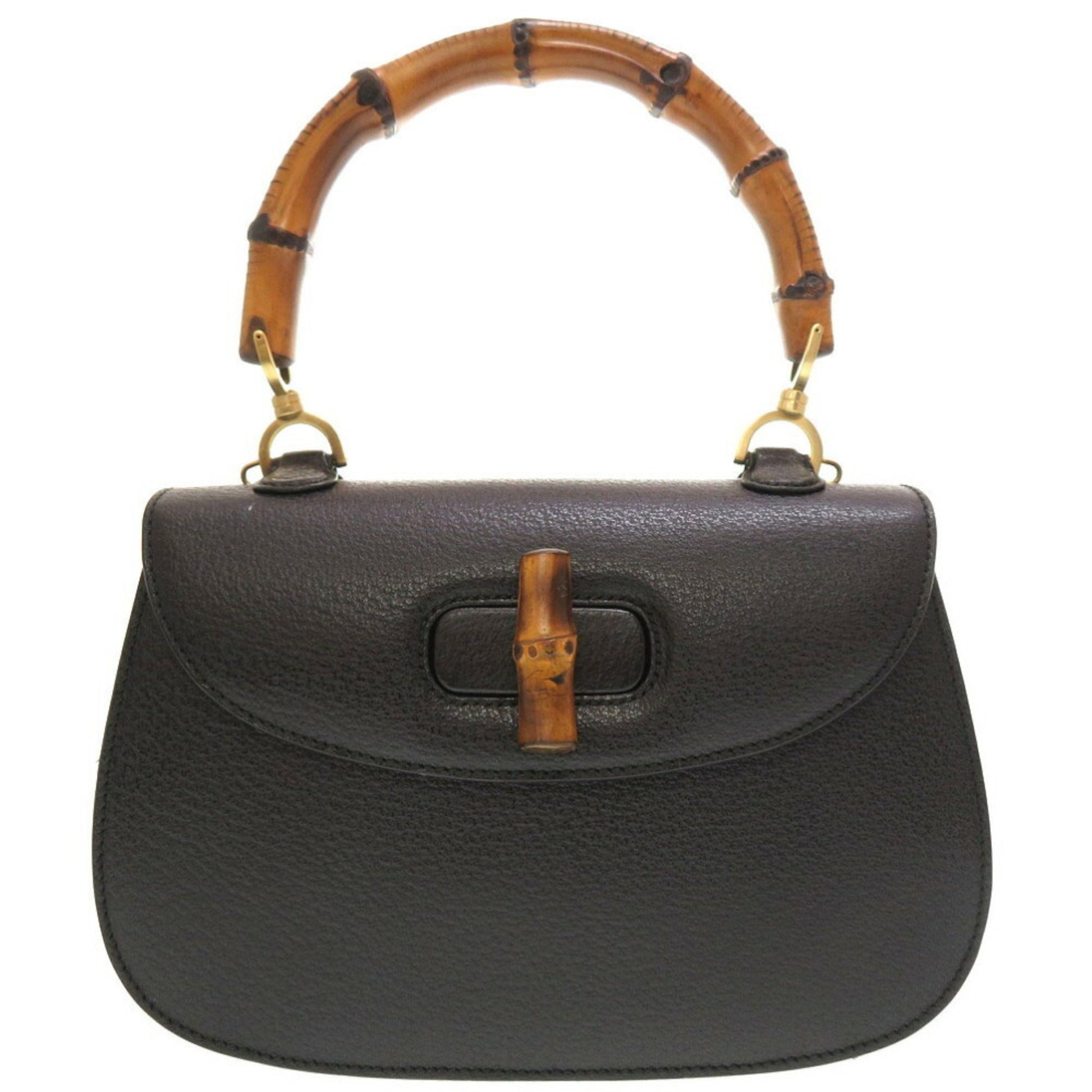 Gucci Black Bamboo Handbag ()