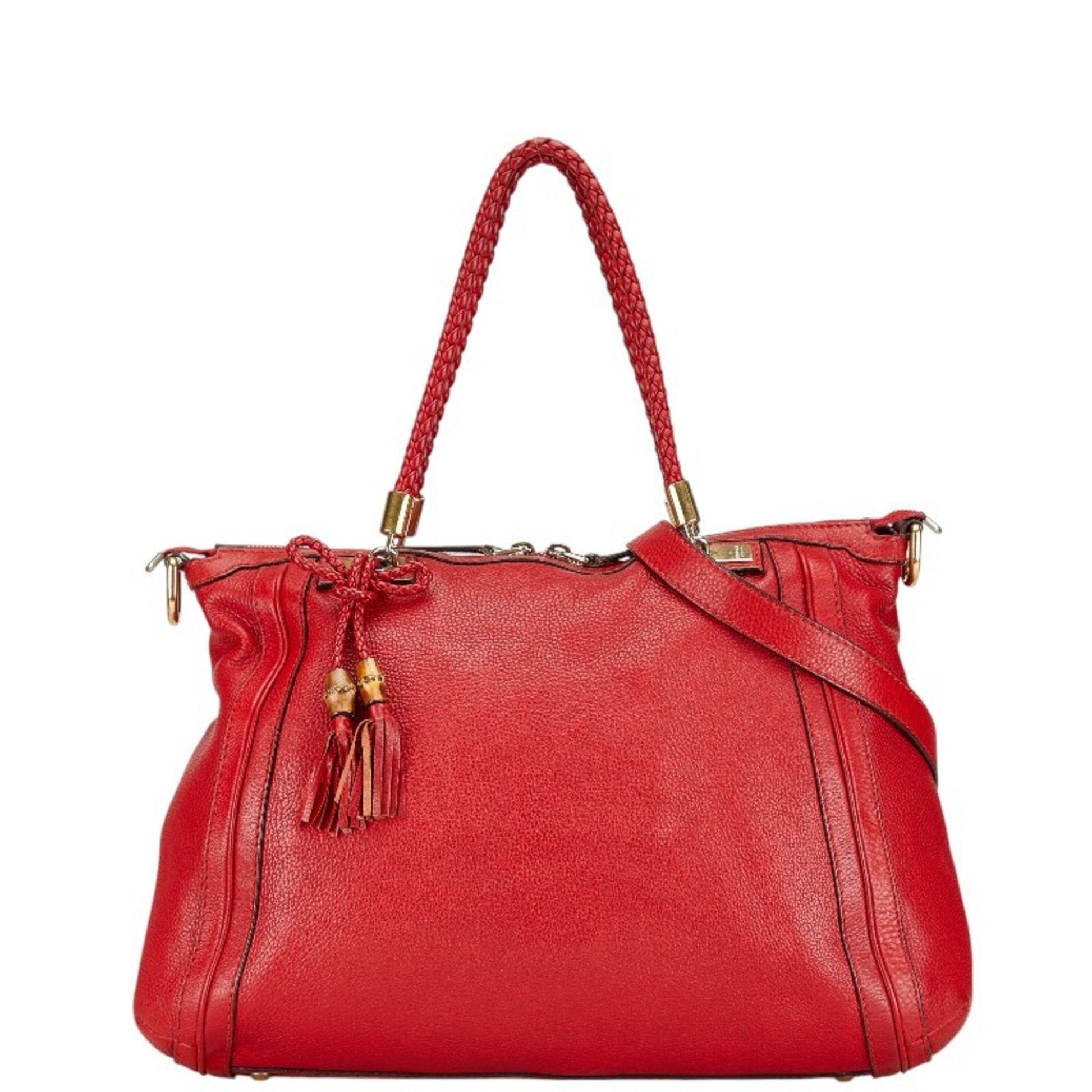 Gucci Red Color Leather Handbag Shoulder Bag ()