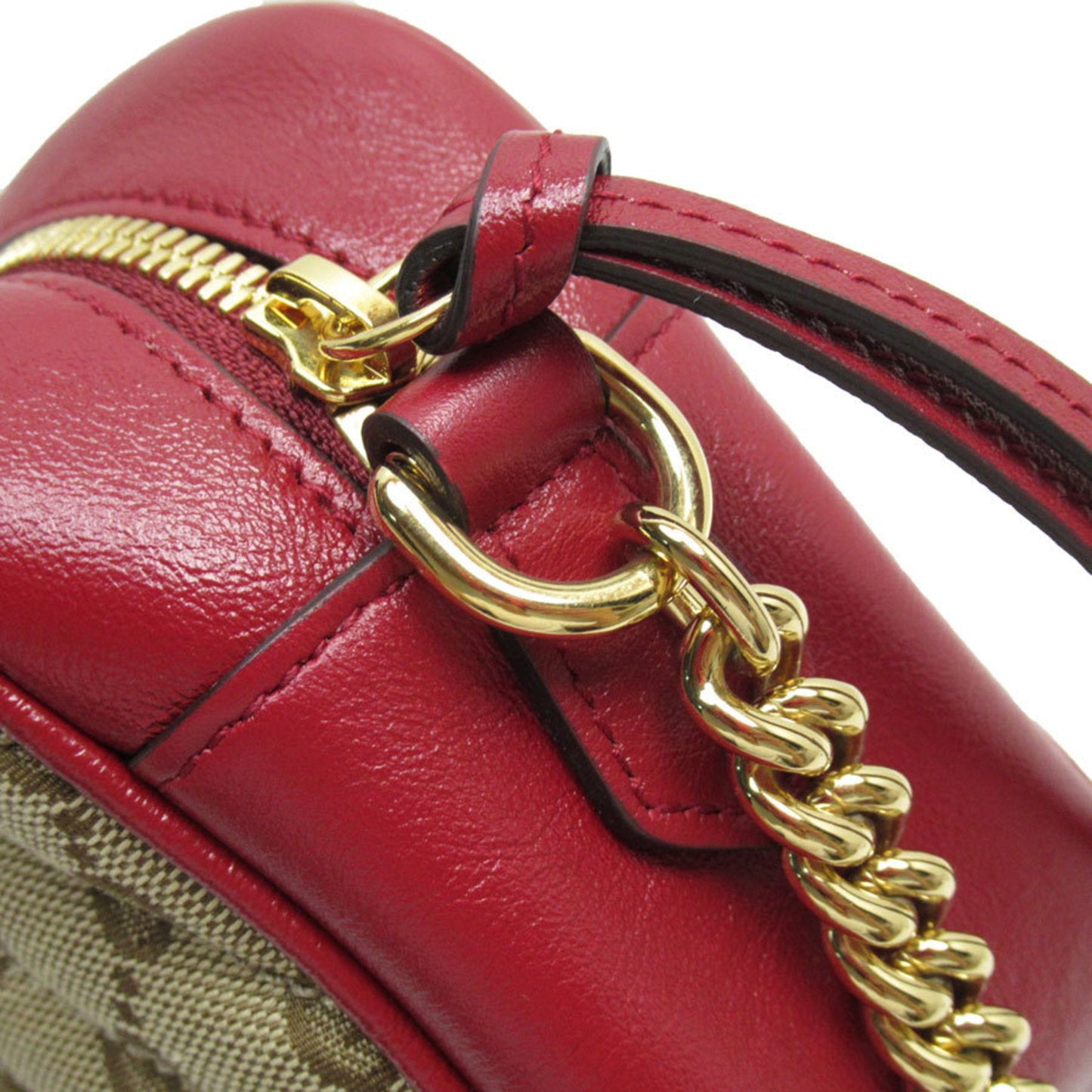 Gucci Brown Dark Red Gg Canvas Leather Shoulder Bag