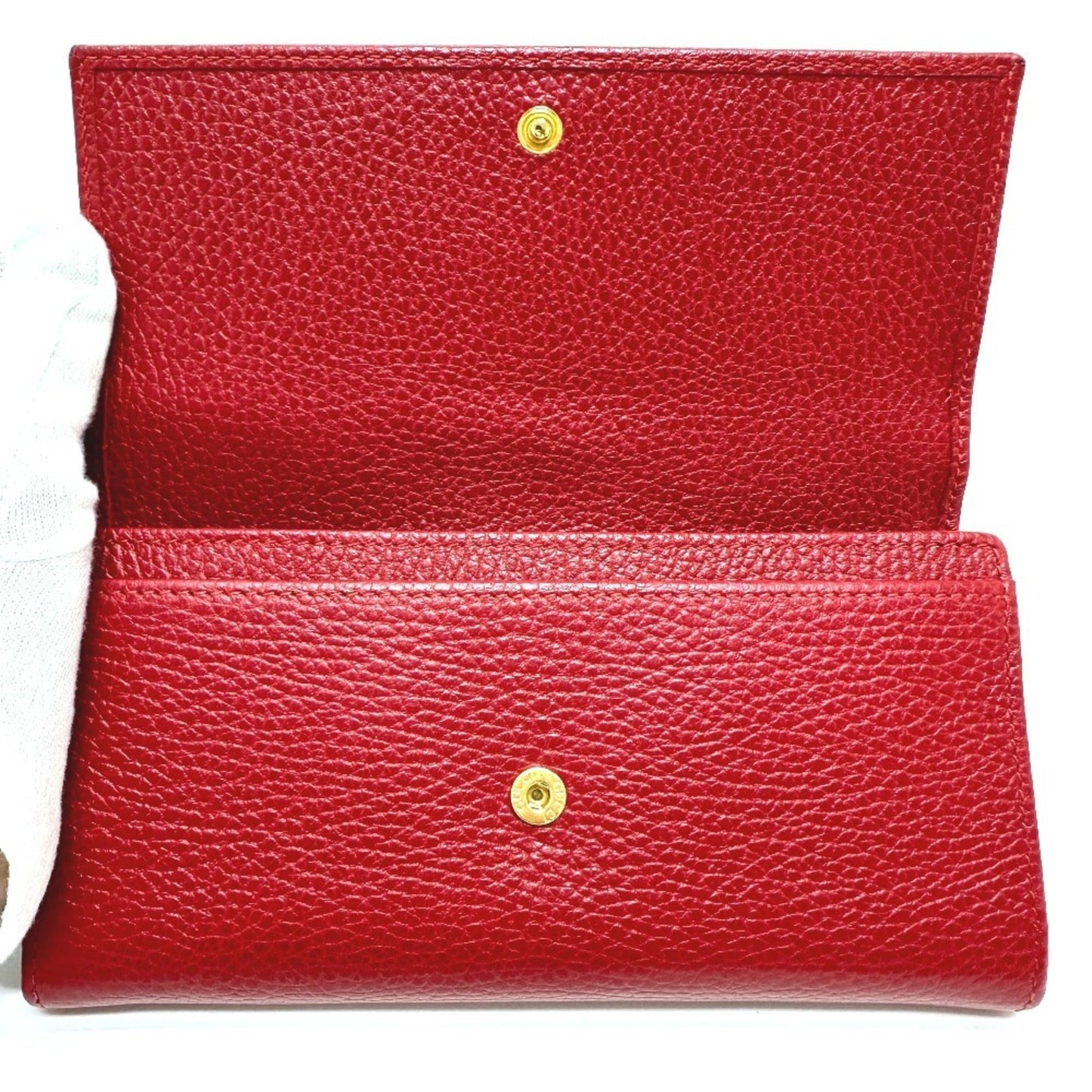 Gucci Red Color Leather Long Wallet (Bi-Fold)