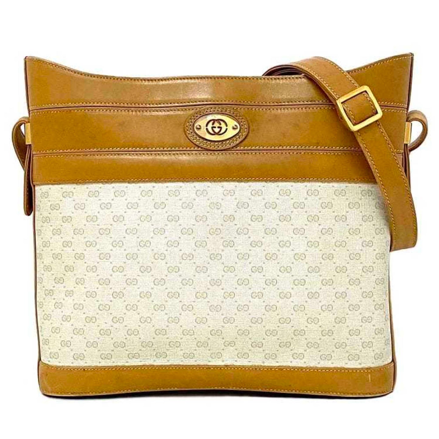 Gucci Beige Brown Pvc Leather Shoulder Bag