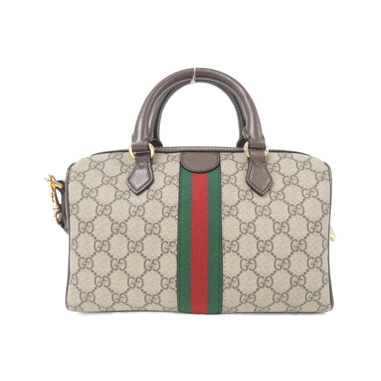 Gucci Beige Brown Gg Supreme Leather Boston Bag