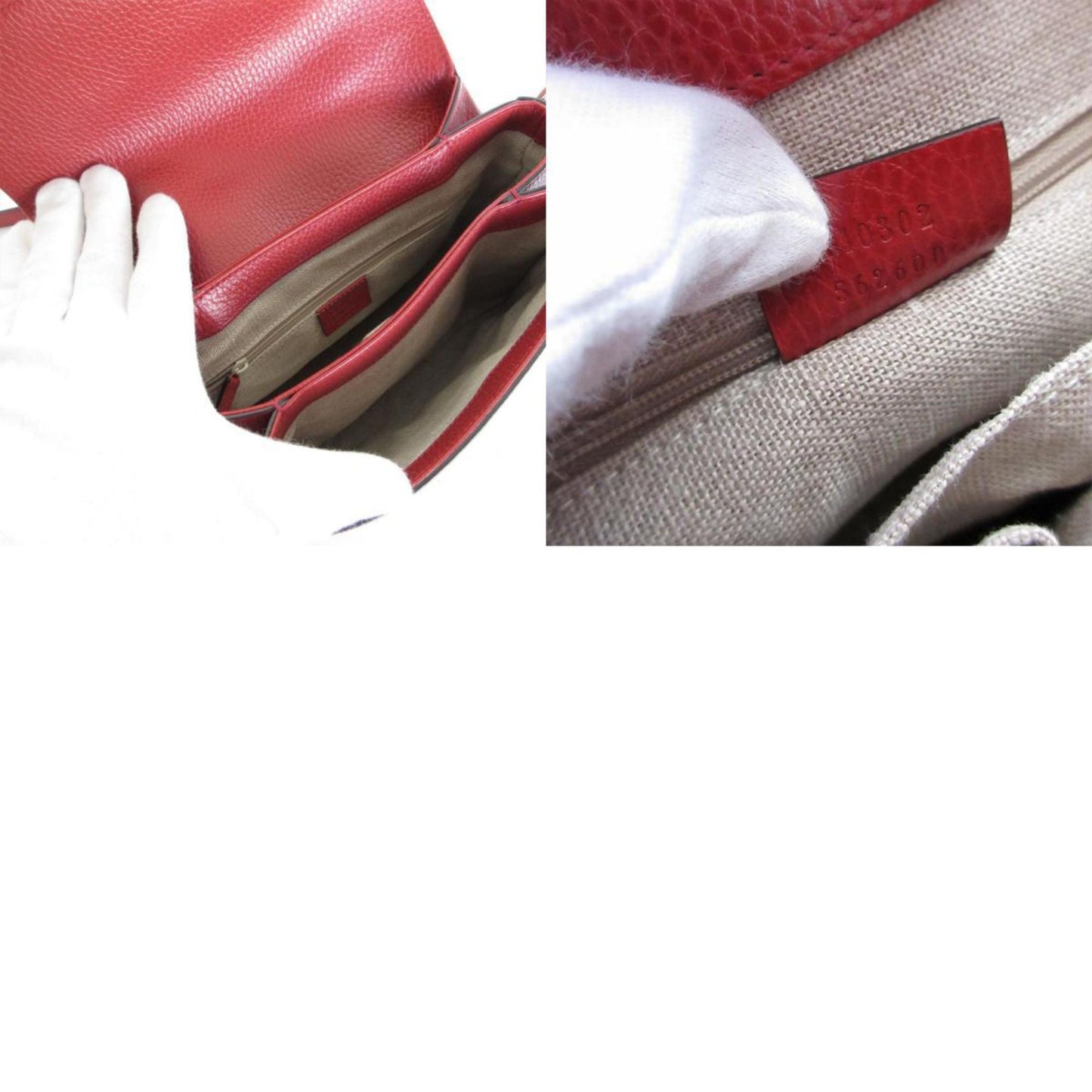 Gucci Red Color Leather Handbag Shoulder Bag