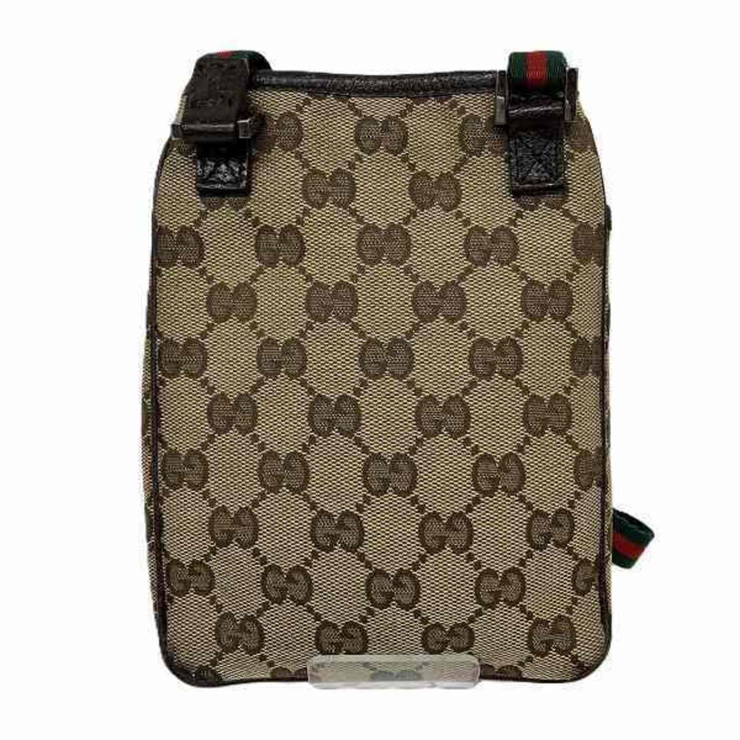 Gucci Brown Canvas Leather Pochette Shoulder Bag