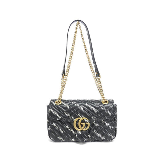 Gucci Black White Leather Shoulder Bag