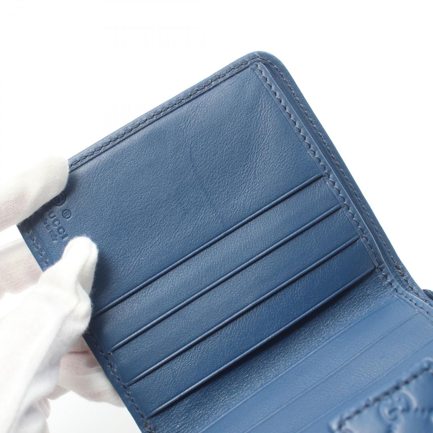 Gucci Microguccissima Blue Leather Wallet (Bi-Fold)