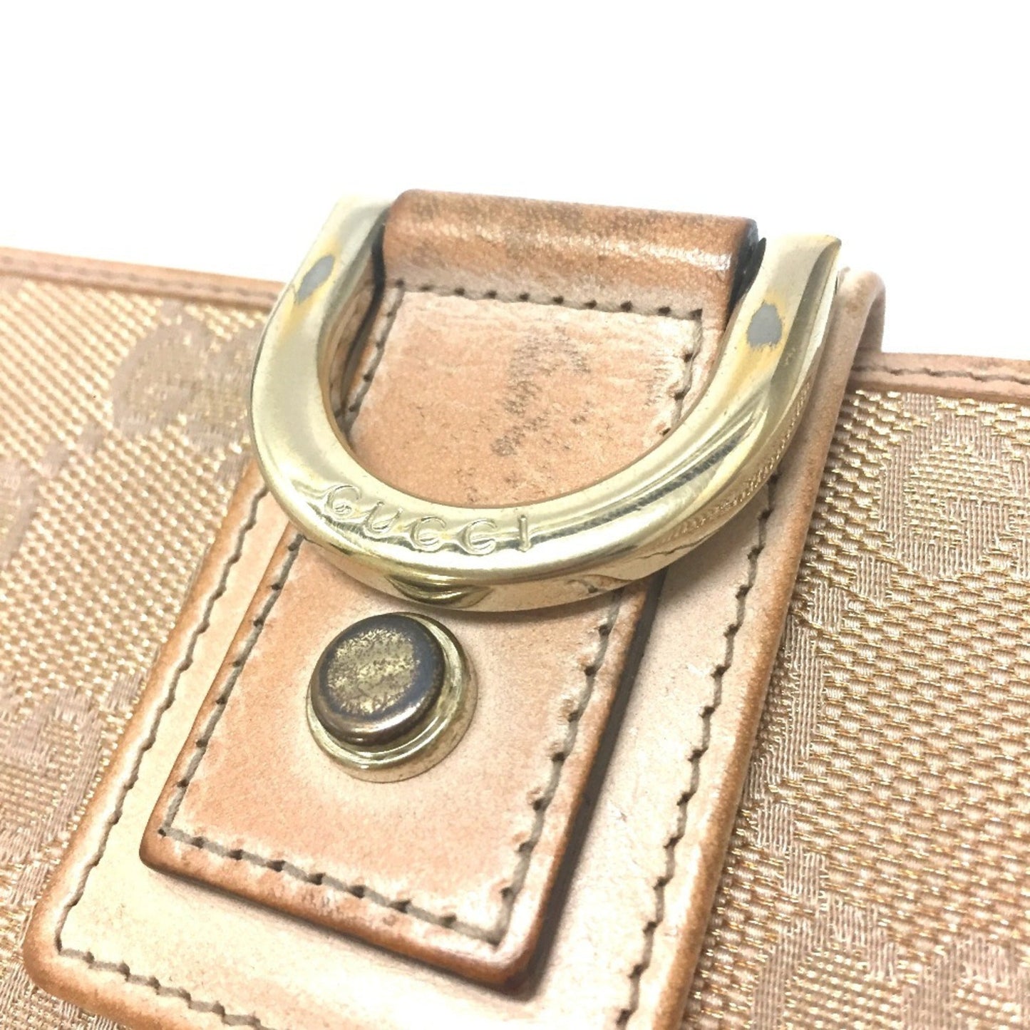 Gucci Pink Beige Gg Canvas Long Wallet (Bi-Fold)