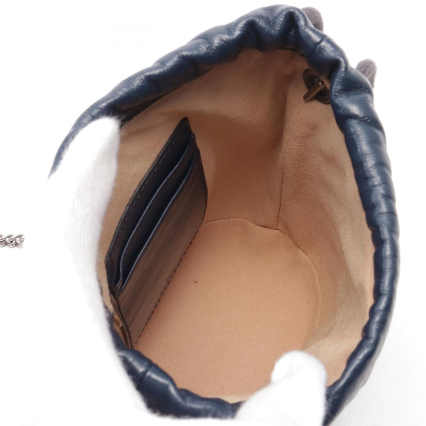 Gucci Navy White Leather Shoulder Bag