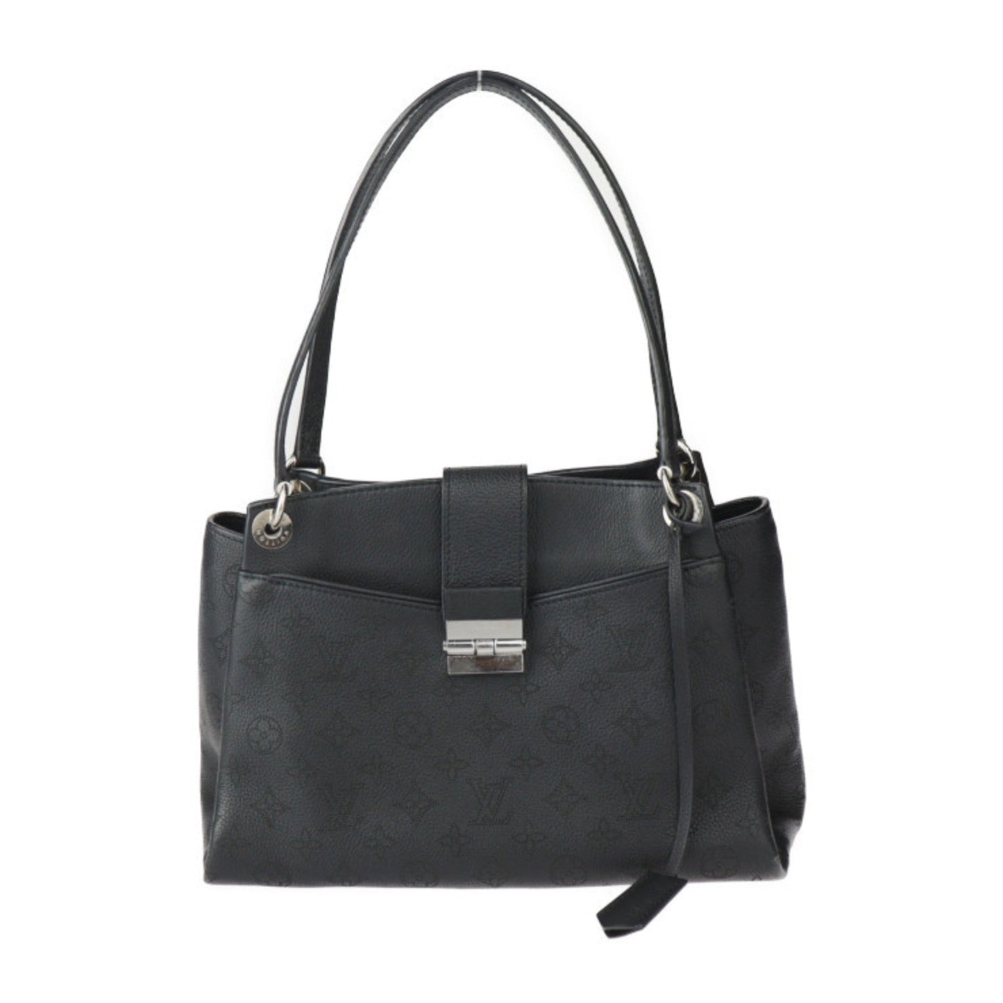 Louis Vuitton Black Leather Handbag Shoulder Bag Tote Bag ()