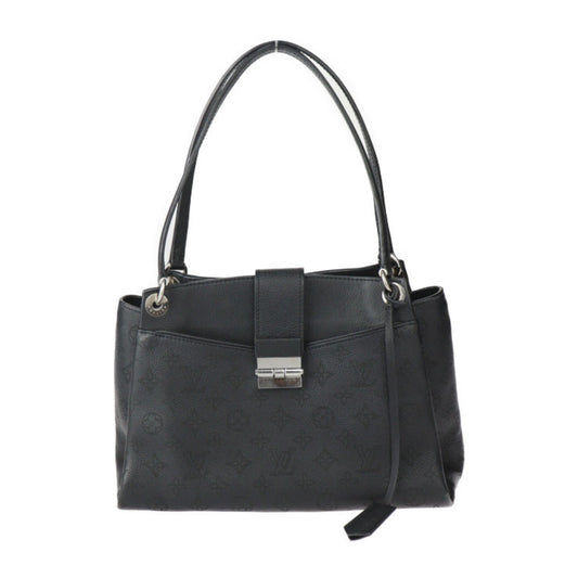 Louis Vuitton Black Leather Handbag Shoulder Bag Tote Bag ()