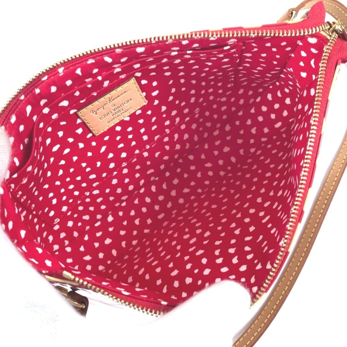 Louis Vuitton Red Color White Patent Leather Pochette Pouch Shoulder Bag